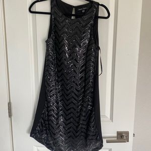 Black Sequined Mini Dress